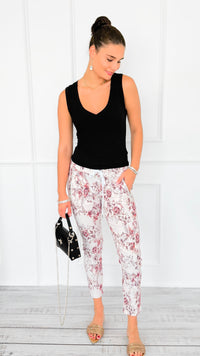 Botanical Zip Italian Jogger-180 Joggers-V SKY-Coastal Bloom Boutique, find the trendiest versions of the popular styles and looks Located in Indialantic, FL