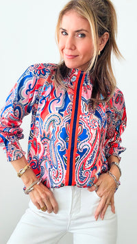 Weekend at the Mansion Silky Blouse-130 Long Sleeve Tops-THML-Coastal Bloom Boutique, find the trendiest versions of the popular styles and looks Located in Indialantic, FL