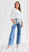 Luxe Metallic Denim Pants-170 Bottoms-litaga-Coastal Bloom Boutique, find the trendiest versions of the popular styles and looks Located in Indialantic, FL