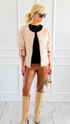 Playful Plaid Quilted Italian Jacket-Tan-160 Jackets-SIERRA S.R.L.-Coastal Bloom Boutique, find the trendiest versions of the popular styles and looks Located in Indialantic, FL