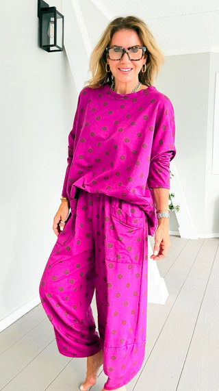 La Spezia Polka Dot Italian Barrel Cotton Set- Magenta