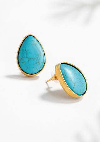 Turquoise Teardrop Stud Earrings