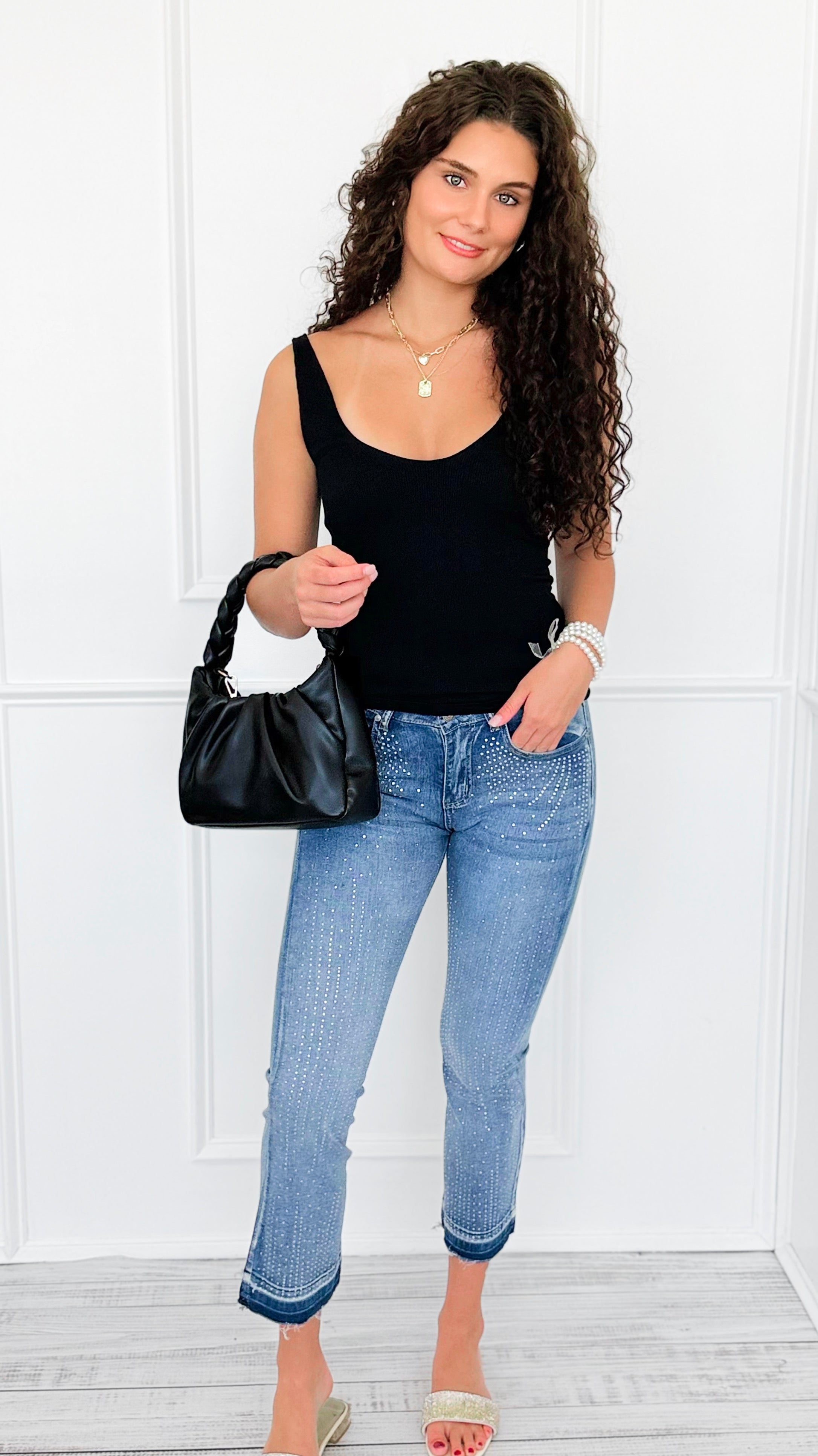 Italian Starlight Flare Ankle Jeans-100 Pants-V SKY-Coastal Bloom Boutique, find the trendiest versions of the popular styles and looks Located in Indialantic, FL