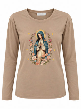 Madonna Floral Long Sleeve Tee - Beige