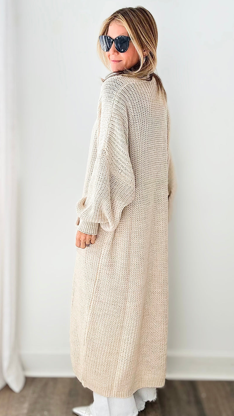 Sugar High Long Italian Cardigan - Ecru-150 Cardigans/Layers-Yolly-Coastal Bloom Boutique, find the trendiest versions of the popular styles and looks Located in Indialantic, FL