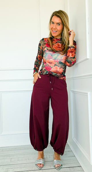 Cancelled Plans Italian Jogger Pant - Burgundy