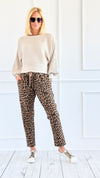 Leopard Luxe Drawstring Italian Joggers - Camel-180 Joggers-VENTI6 OUTLET-Coastal Bloom Boutique, find the trendiest versions of the popular styles and looks Located in Indialantic, FL