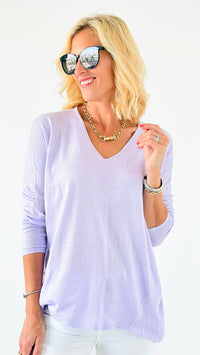 Poppy Relaxed Sweater - Lavender-130 Long Sleeve Tops-miracle-Coastal Bloom Boutique, find the trendiest versions of the popular styles and looks Located in Indialantic, FL