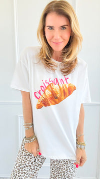 Croissant Italian T-Shirt-110 Short Sleeve Tops-Italianissimo-Coastal Bloom Boutique, find the trendiest versions of the popular styles and looks Located in Indialantic, FL