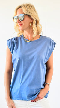 Effortless Charm T-Shirt - Indigo-110 Short Sleeve Tops-Tres Bien-Coastal Bloom Boutique, find the trendiest versions of the popular styles and looks Located in Indialantic, FL