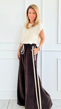 Tracked Threads Italian Palazzo- Chocolate-100 Pants-AZUL MONACO-Coastal Bloom Boutique, find the trendiest versions of the popular styles and looks Located in Indialantic, FL