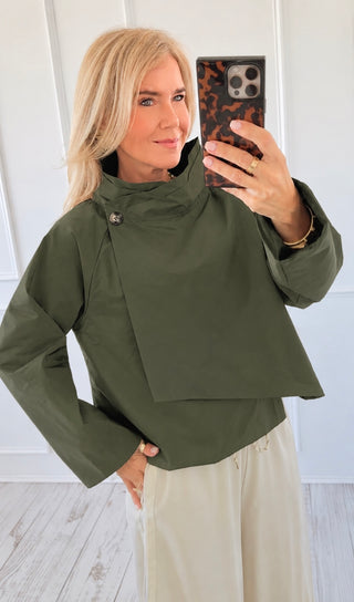 Chic Italian Kaleidoscope Jacket- Olive