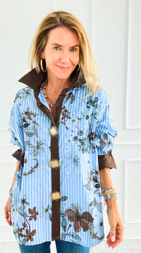 Sunlit Petals Italian Blouse-110 Long Sleeve Tops-TATTOO Z-Coastal Bloom Boutique, find the trendiest versions of the popular styles and looks Located in Indialantic, FL