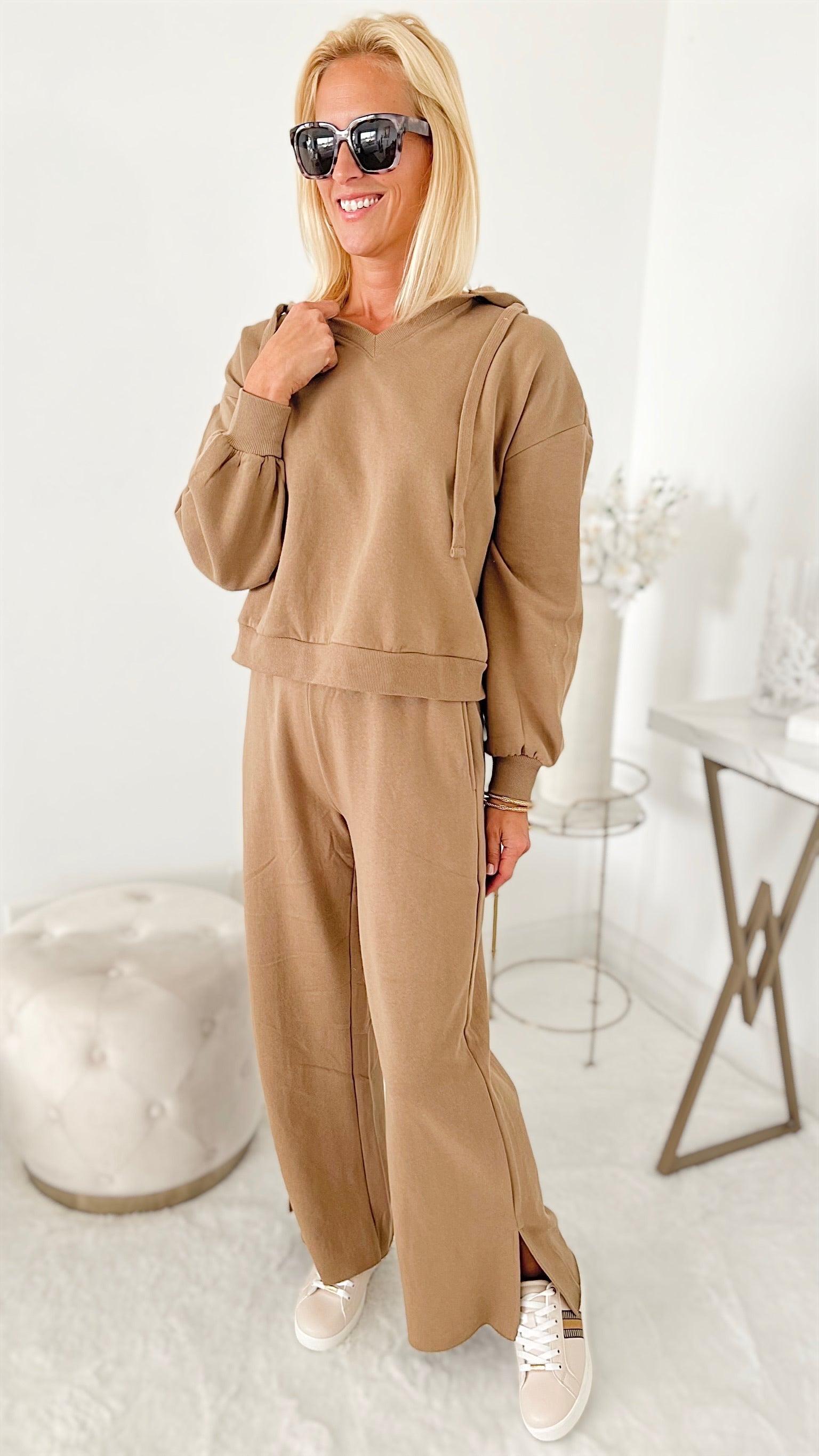Cozy Life Hoodie + Sweatpant Set - Mocha-130 Long Sleeve Tops-RISEN JEANS-Coastal Bloom Boutique, find the trendiest versions of the popular styles and looks Located in Indialantic, FL