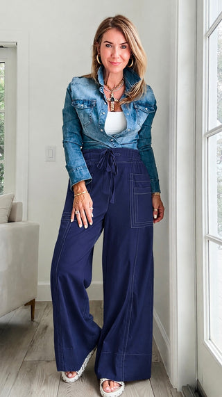 Structured Ease Pants - Dark Navy