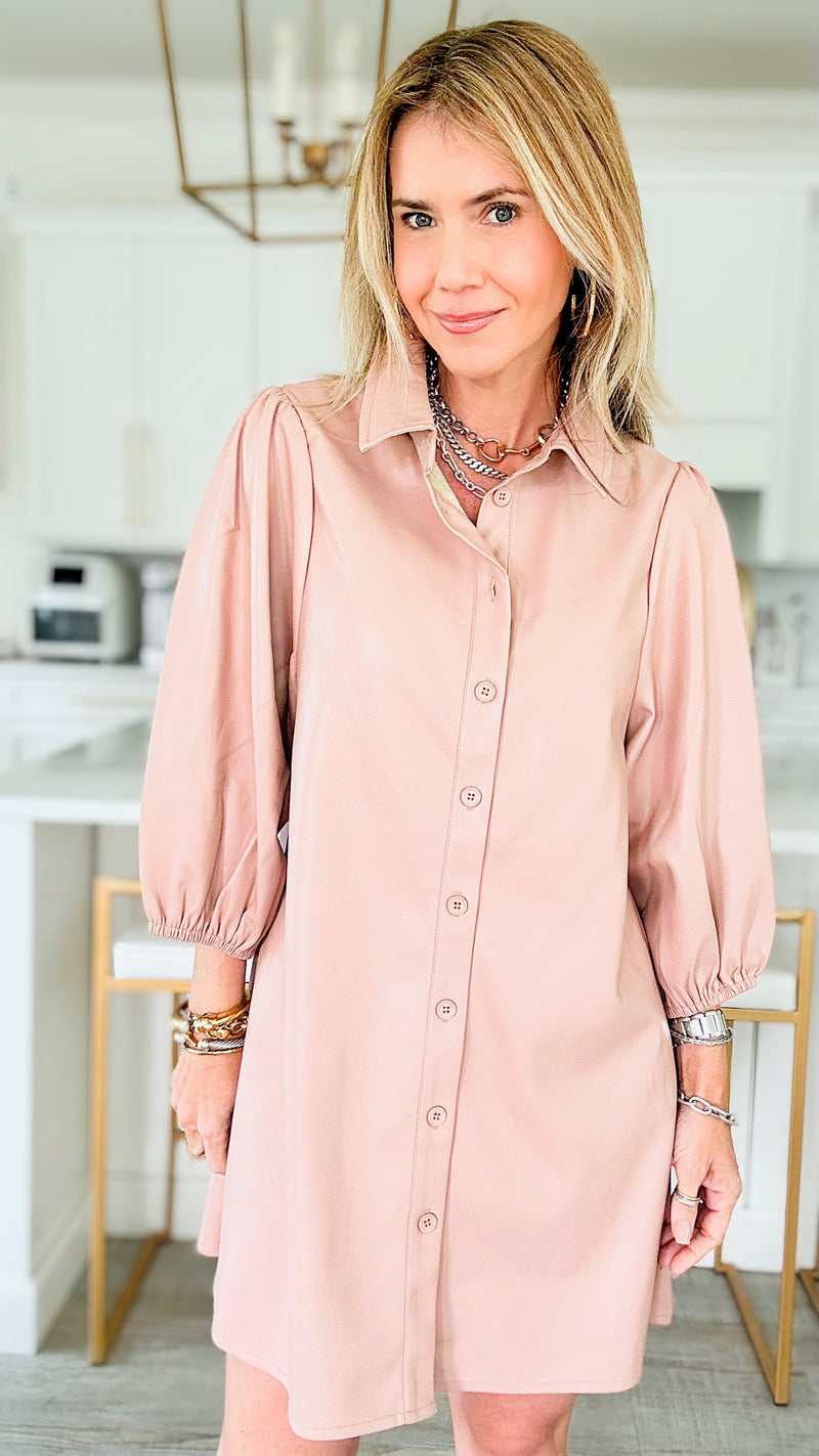 Classic Soft Vegan Leather Tunic - Blush-150 Cardigan Layers-Dolce Cabo-Coastal Bloom Boutique, find the trendiest versions of the popular styles and looks Located in Indialantic, FL