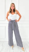 Stripe Front Bow Italian Pant-100 Pants-Italianissimo-Coastal Bloom Boutique, find the trendiest versions of the popular styles and looks Located in Indialantic, FL