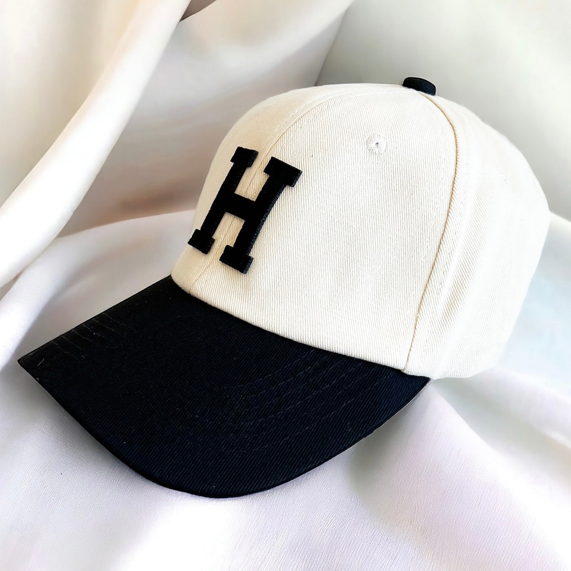 H Letter Baseball Snapback Cap - Beige-260 Other Accessories-CBALY-Coastal Bloom Boutique, find the trendiest versions of the popular styles and looks Located in Indialantic, FL