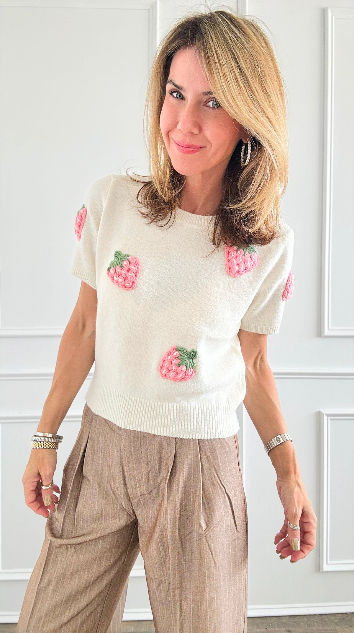 Strawberry Fields Knit Sweater-140 Sweaters-Dreamers-Coastal Bloom Boutique, find the trendiest versions of the popular styles and looks Located in Indialantic, FL