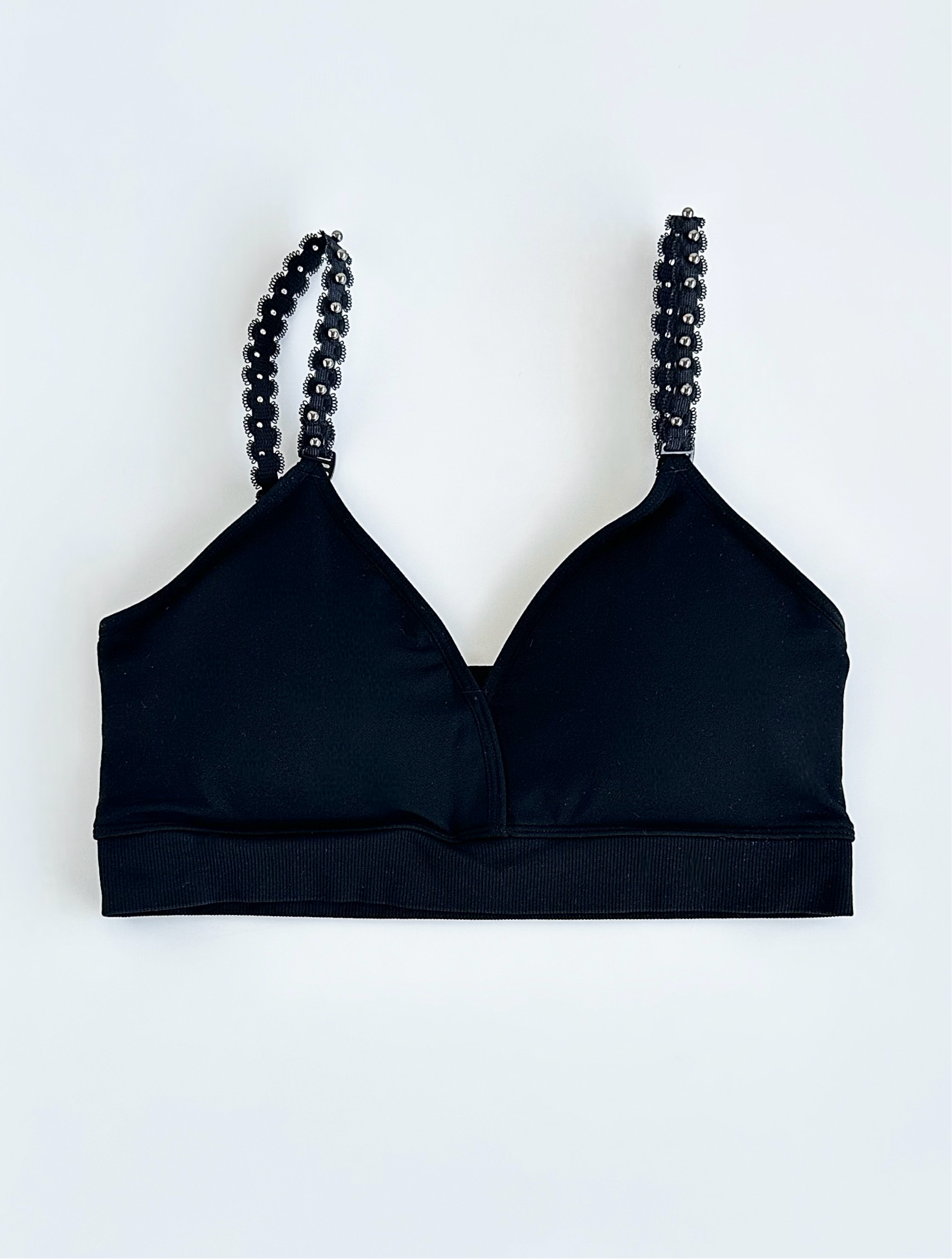 Strap Situation Black Bra - Black W Pearl Lace Strap Plunge-220 Intimates-Strap-its-Coastal Bloom Boutique, find the trendiest versions of the popular styles and looks Located in Indialantic, FL