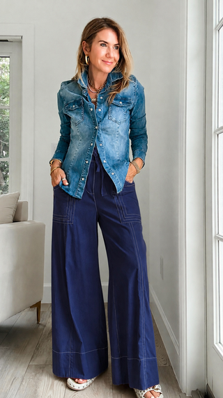 Structured Ease Pants - Dark Navy