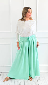Relaxed Flowy High-Rise Pants - Mint-170 Bottoms/Shorts-POL-Coastal Bloom Boutique, find the trendiest versions of the popular styles and looks Located in Indialantic, FL