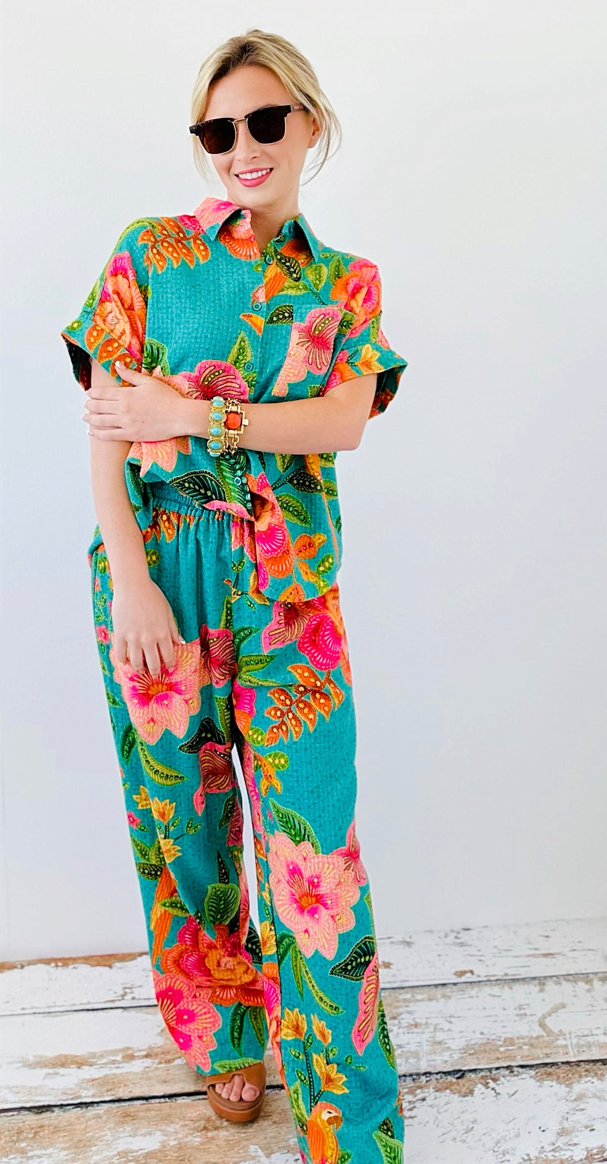 Island Blooms Relaxed Pants-170 Bottoms-en creme-Coastal Bloom Boutique, find the trendiest versions of the popular styles and looks Located in Indialantic, FL