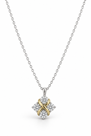 Sterling Silver Two Tone Knot Moissanite Necklace