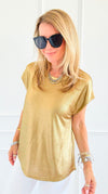 Glow Getter Cap Sleeve Top - Gold-110 Short Sleeve Tops-JODIFL-Coastal Bloom Boutique, find the trendiest versions of the popular styles and looks Located in Indialantic, FL