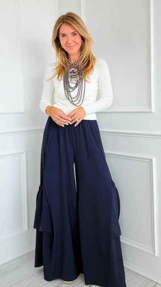 Chic Moon Big Pocket Italian Pants- Navy