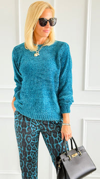 Cuddle Cloud Chenille Sweater-Ocean Teal-140 Sweaters-Zenana-Coastal Bloom Boutique, find the trendiest versions of the popular styles and looks Located in Indialantic, FL