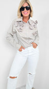 Blossom Embellished Blouse-130 Long Sleeve Tops-JJ'S FAIRYLAND-Coastal Bloom Boutique, find the trendiest versions of the popular styles and looks Located in Indialantic, FL