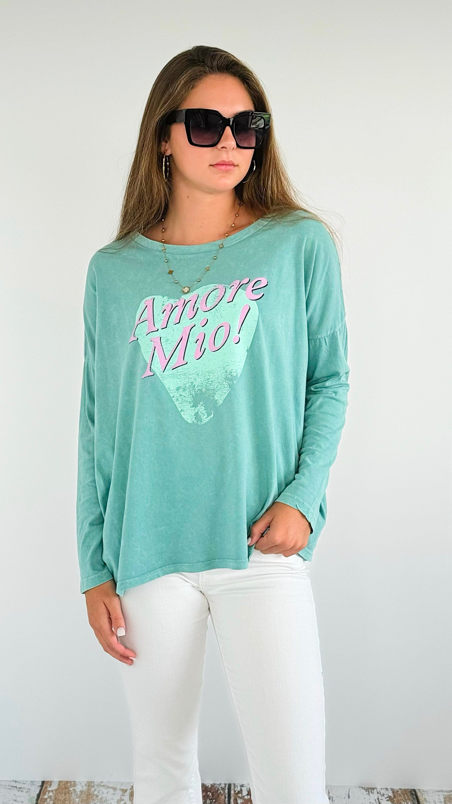 Amore Mio Printed Top-130 Long Sleeve Tops-Rousseau-Coastal Bloom Boutique, find the trendiest versions of the popular styles and looks Located in Indialantic, FL