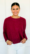 Brushed Melange Sweater - Cabernet-140 Sweaters-Zenana-Coastal Bloom Boutique, find the trendiest versions of the popular styles and looks Located in Indialantic, FL