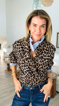 Rebel Ruffled Leopard & Stripe Italian Shirt-110 Long Sleeve Tops-TATTOO Z-Coastal Bloom Boutique, find the trendiest versions of the popular styles and looks Located in Indialantic, FL