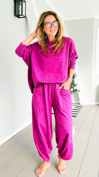 La Spezia Polka Dot Italian Barrel Cotton Set- Magenta