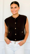 Gallery Walk Button Accent Vest-150 Cardigan Layers-Blu Pepper-Coastal Bloom Boutique, find the trendiest versions of the popular styles and looks Located in Indialantic, FL