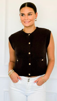 Gallery Walk Button Accent Vest-150 Cardigan Layers-Blu Pepper-Coastal Bloom Boutique, find the trendiest versions of the popular styles and looks Located in Indialantic, FL