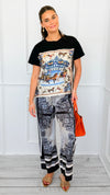 Paisley Bliss Italian Pants- Black-100 Pants-SEE YOU IN ROME-Coastal Bloom Boutique, find the trendiest versions of the popular styles and looks Located in Indialantic, FL