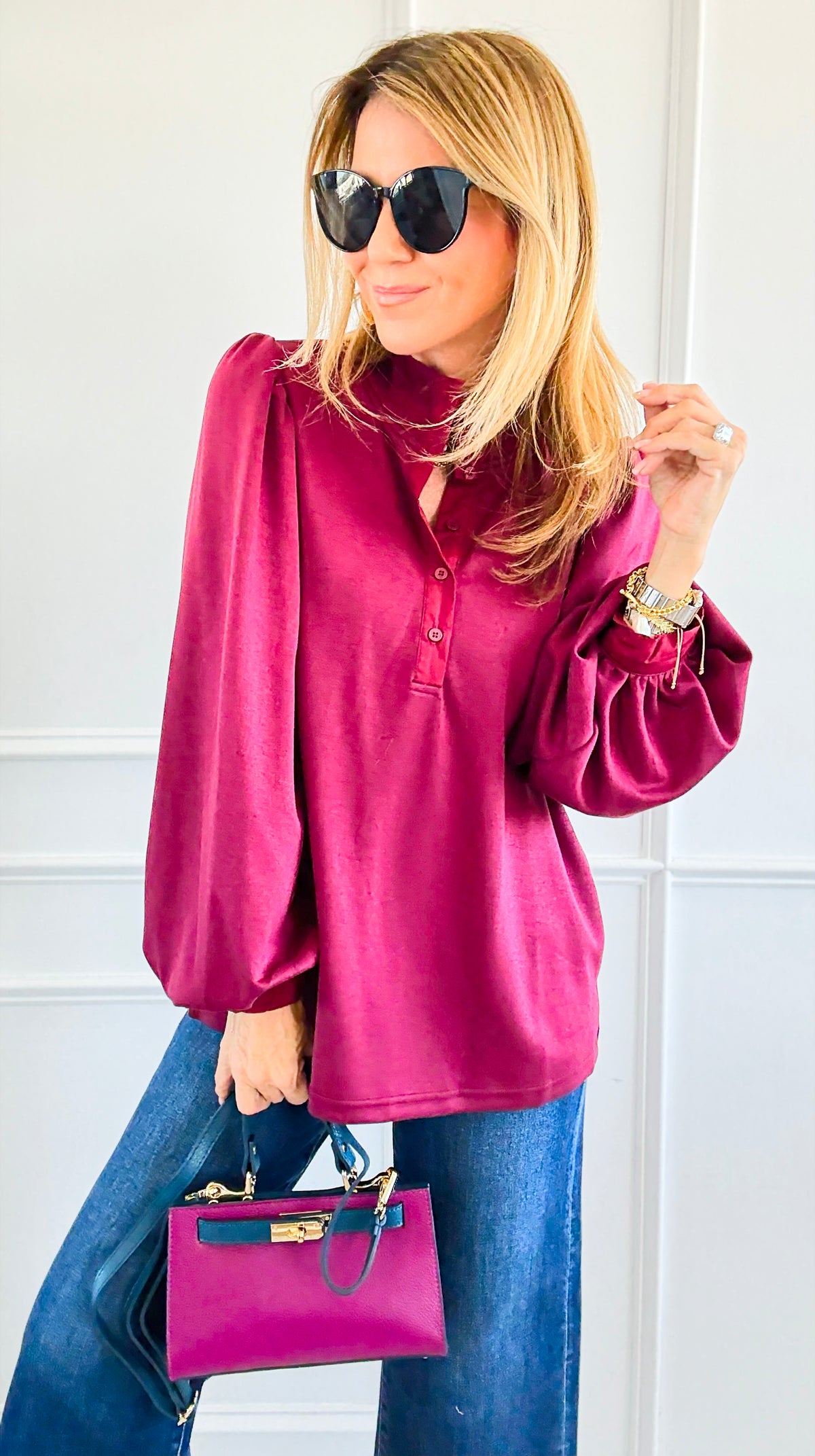 High Drama Balloon Sleeve Top-110 Long Sleeve Tops-JODIFL-Coastal Bloom Boutique, find the trendiest versions of the popular styles and looks Located in Indialantic, FL