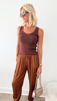 Luxe Look Italian Cargo Joggers - Tobacco-170 Bottoms-Germany-Coastal Bloom Boutique, find the trendiest versions of the popular styles and looks Located in Indialantic, FL