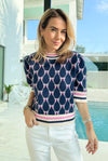 Retro Diamond Knit Top-110 Short Sleeve Tops-THML-Coastal Bloom Boutique, find the trendiest versions of the popular styles and looks Located in Indialantic, FL