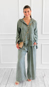 Seaside Sway Italian Linen Pants-Olive-100 Pants-FIORE-Coastal Bloom Boutique, find the trendiest versions of the popular styles and looks Located in Indialantic, FL