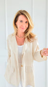 Glow Linen Italian Blazer-160 Jackets-SEÑORITA C-Coastal Bloom Boutique, find the trendiest versions of the popular styles and looks Located in Indialantic, FL