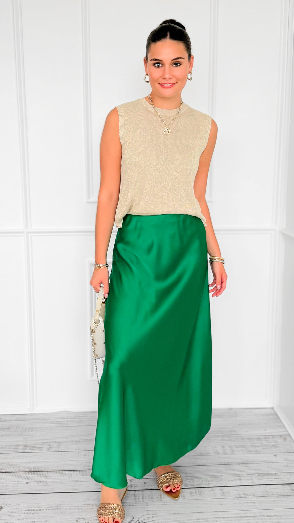 Isabella Italian Skirt- Kelly Green-170 Bottoms-SEE YOU IN ROME-Coastal Bloom Boutique, find the trendiest versions of the popular styles and looks Located in Indialantic, FL