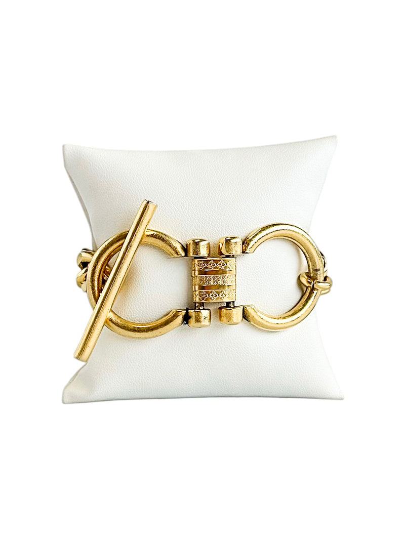 Cuban Link Horsebit Toggle Bracelet-230 Jewelry-YOCHI-Coastal Bloom Boutique, find the trendiest versions of the popular styles and looks Located in Indialantic, FL