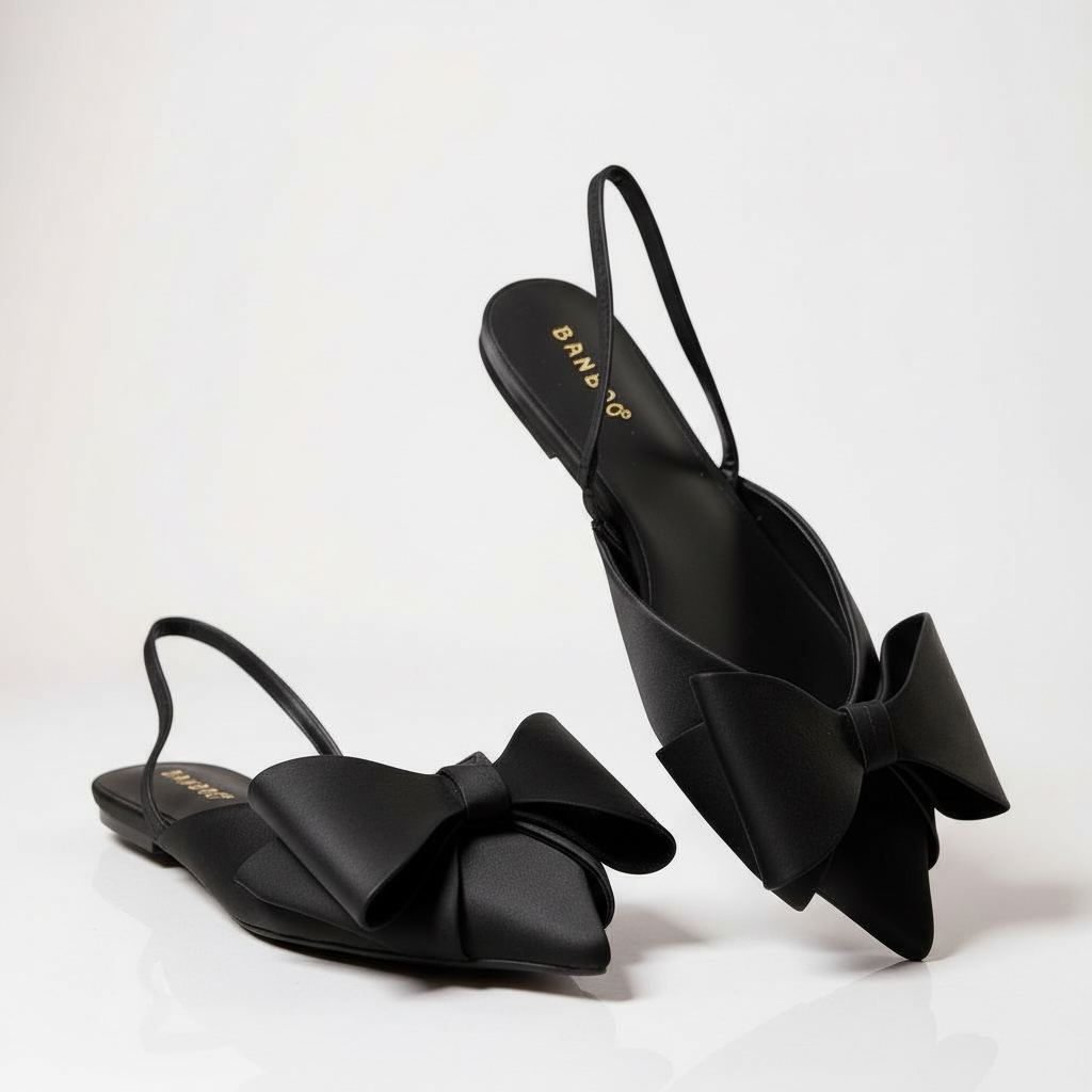 Bow-Tied Delight Flats - Black