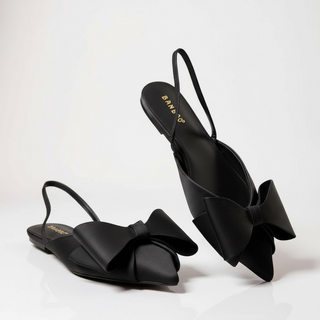 Bow-Tied Delight Flats - Black