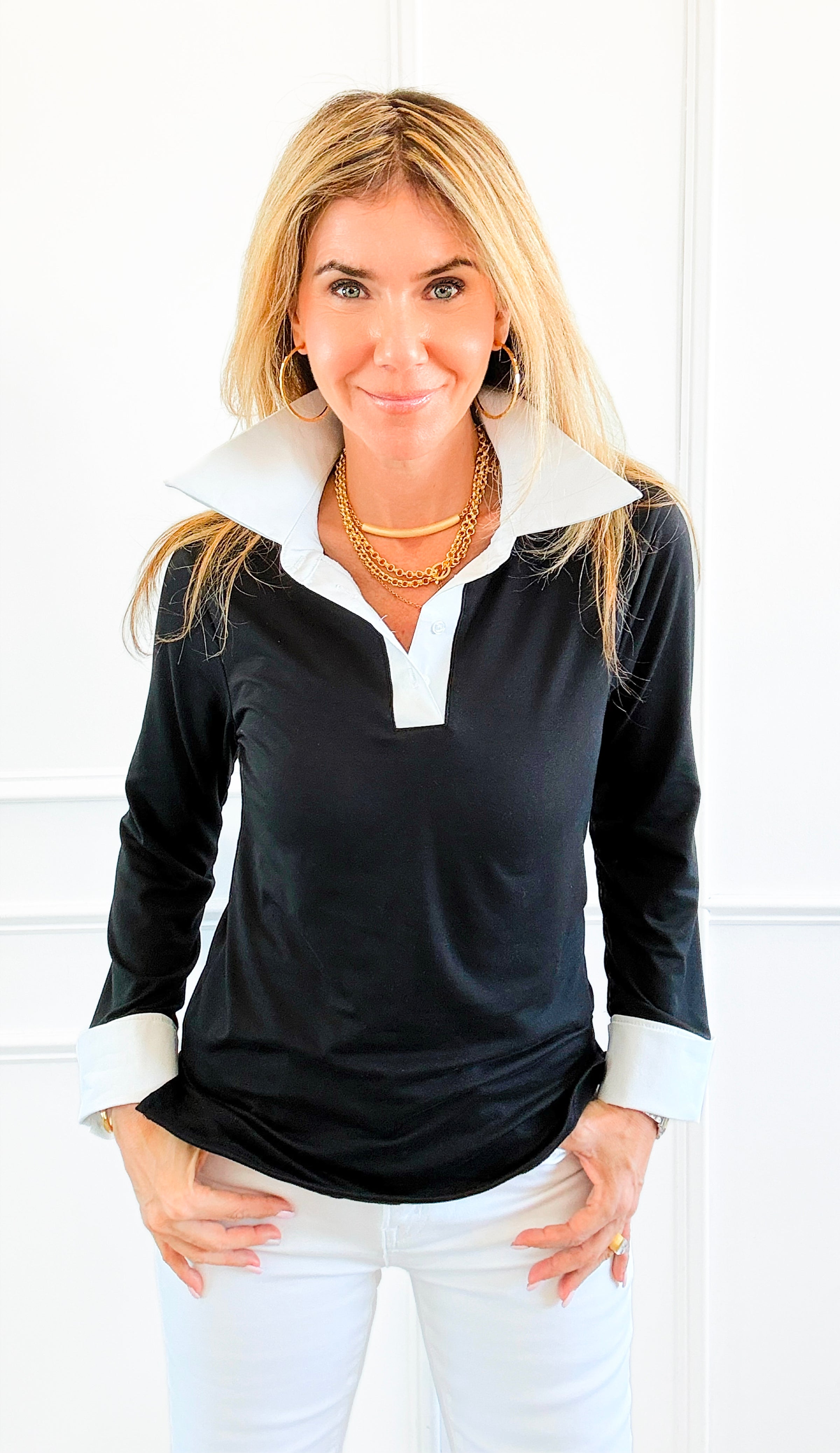 The Frankie Button Down Top - Black