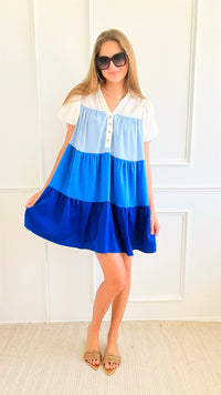 Tiered Puff Sleeve Color Block Dress-200 dresses/jumpsuits/rompers-Rousseau-Coastal Bloom Boutique, find the trendiest versions of the popular styles and looks Located in Indialantic, FL
